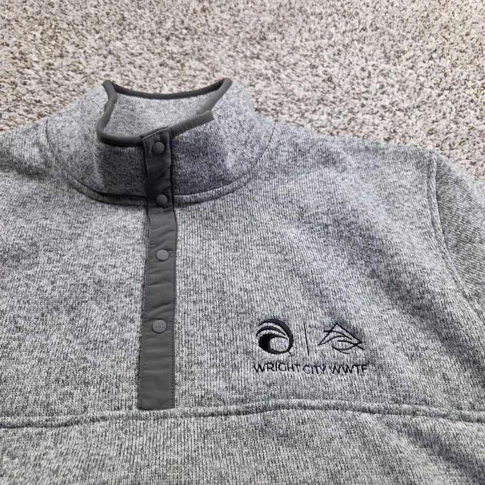 LL Bean Sweater Men’s 3XL Gray Pullover Snap T Fleece Slightly Fitted LOGO TAGS